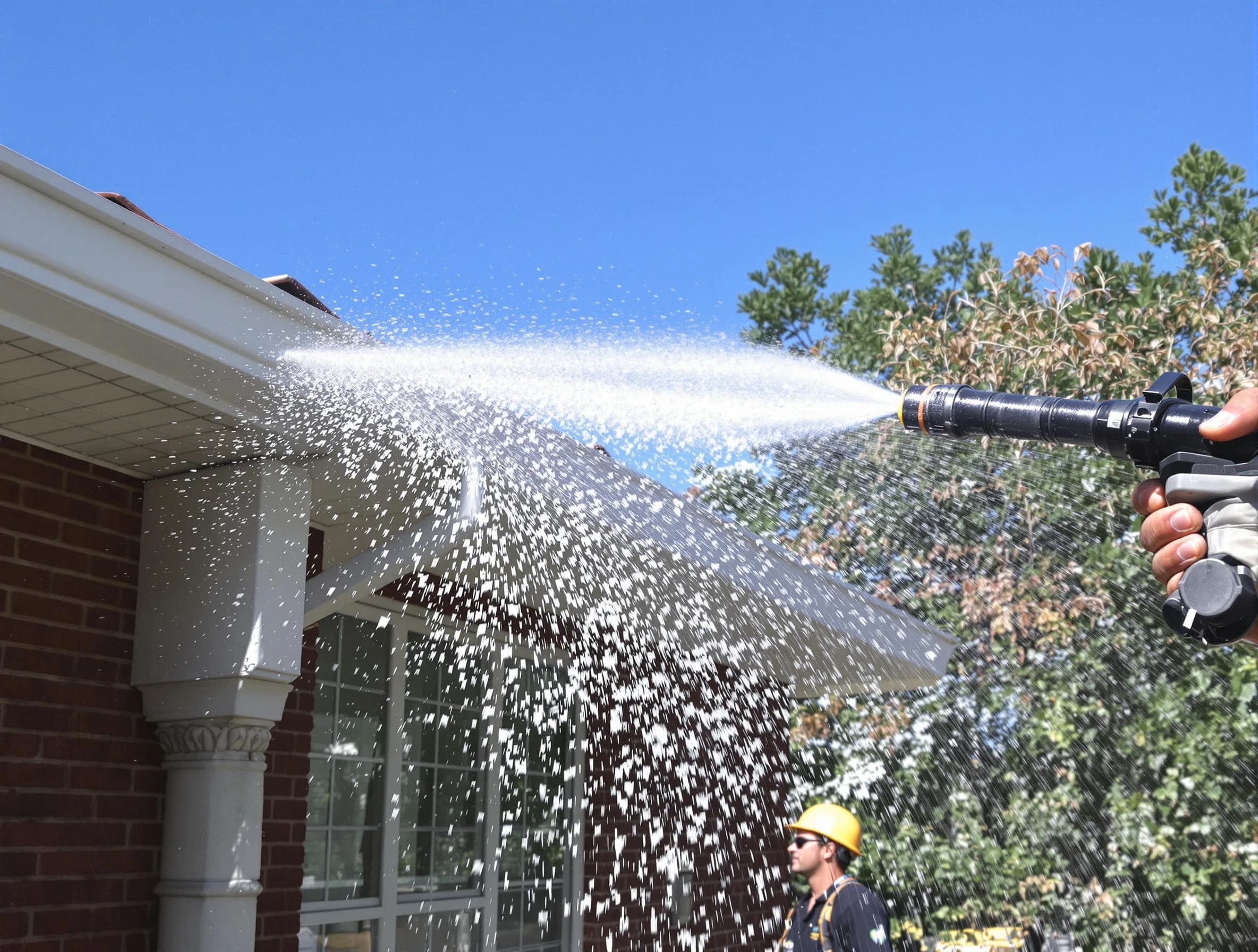 Cleared downspout by Broadview Heights Roofing Company ensuring unrestricted flow in Broadview Heights, OH