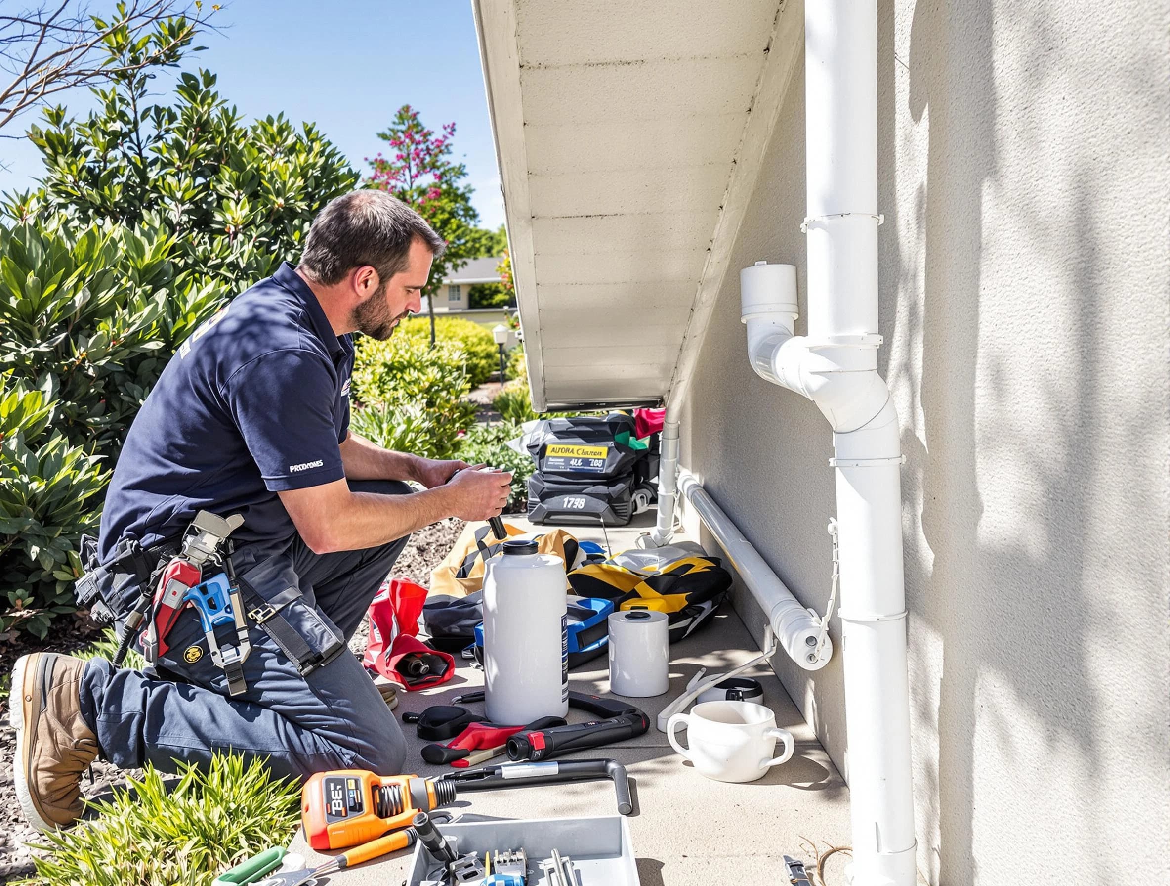 Broadview Heights Roofing Company expert fixing a downspout in Broadview Heights, OH