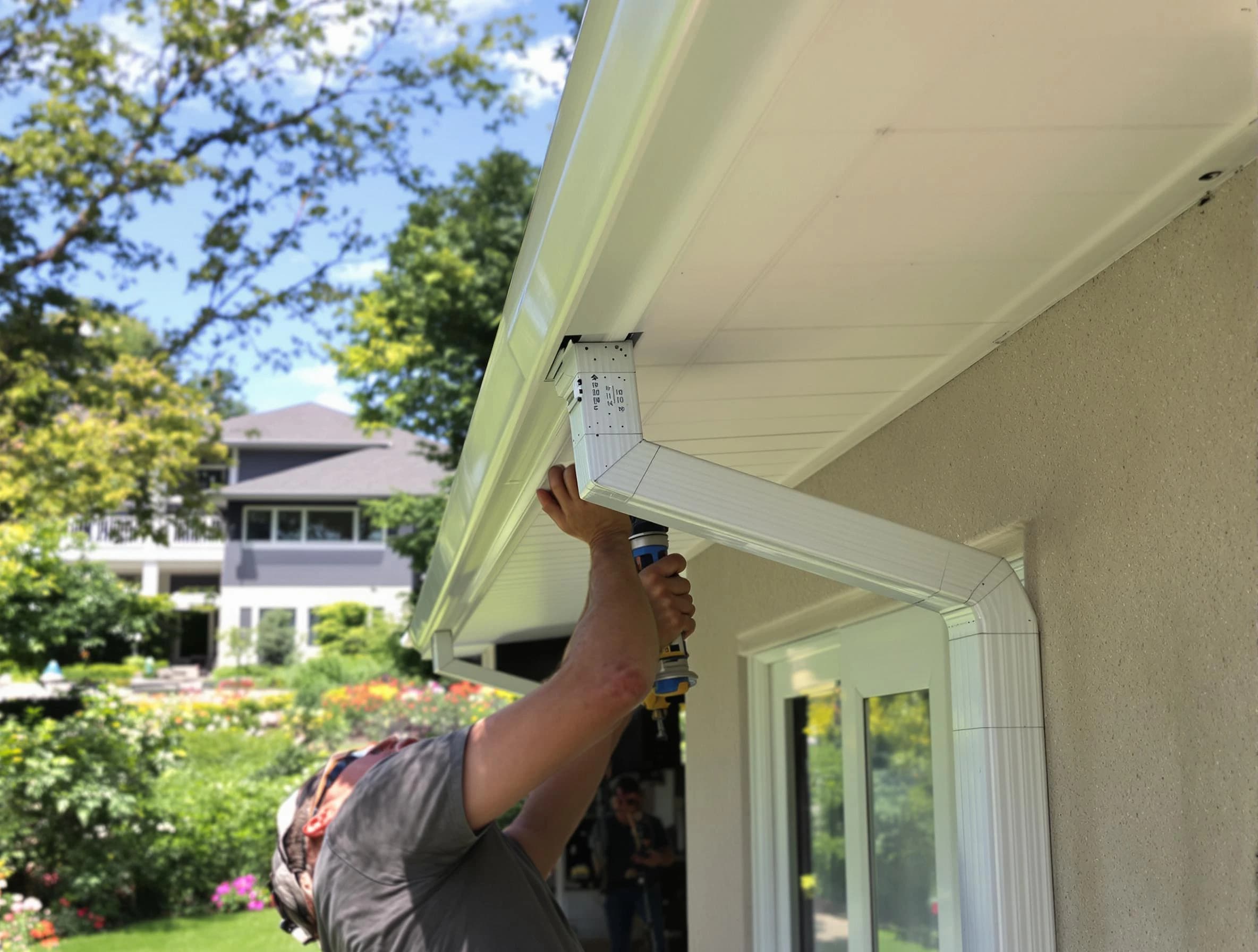 Broadview Heights Roofing Company technicians performing gutter installation in Broadview Heights, OH