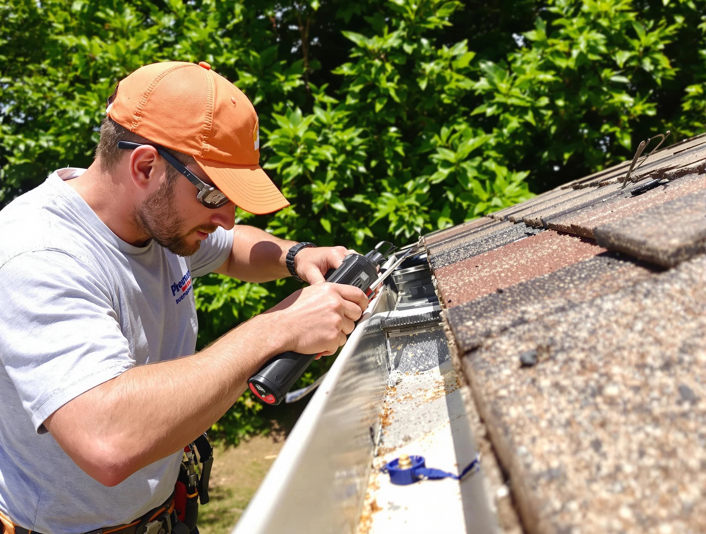 Broadview Heights Roofing Company specialists conducting a gutter repair in Broadview Heights, OH