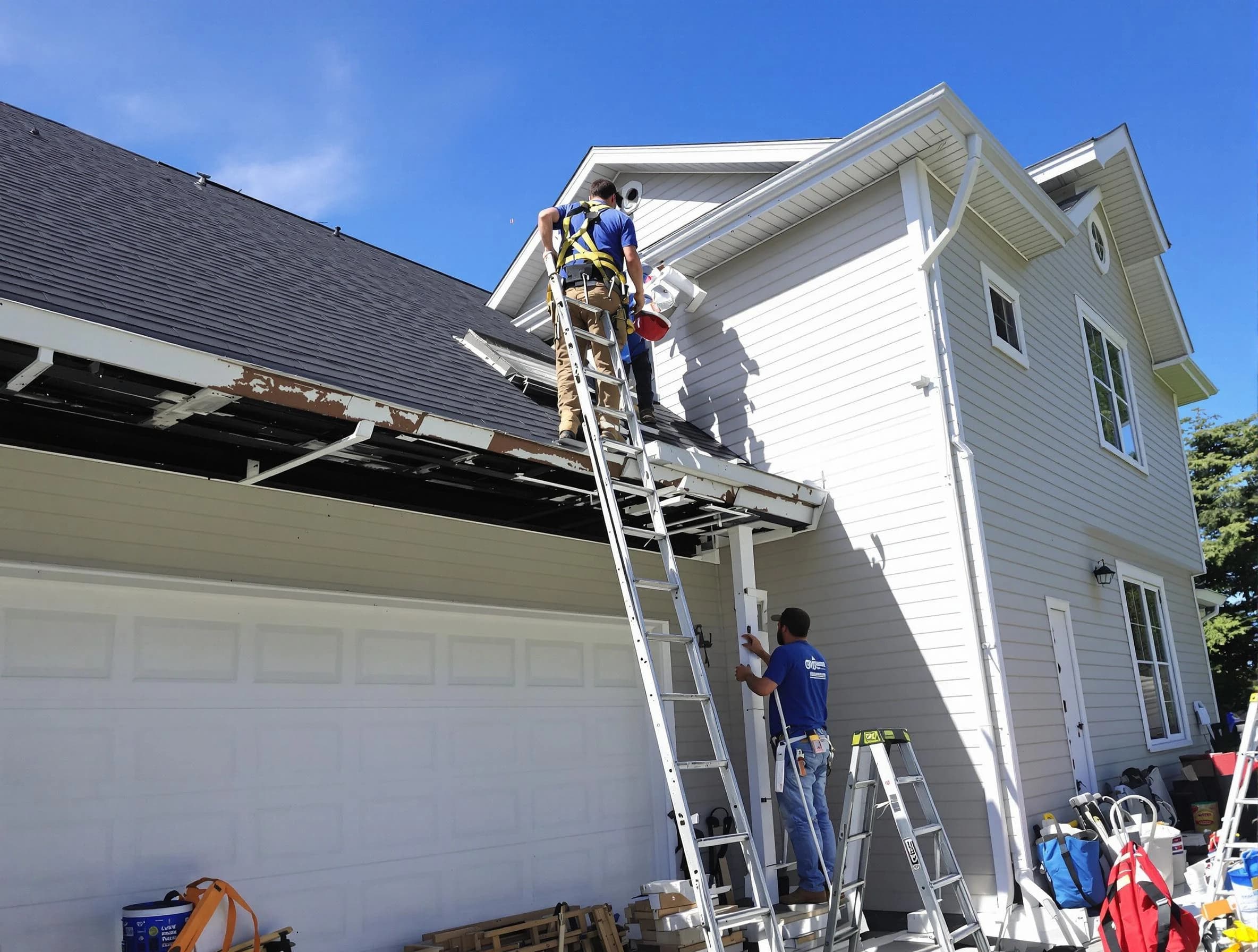 Newly replaced gutters by Broadview Heights Roofing Company in Broadview Heights, OH