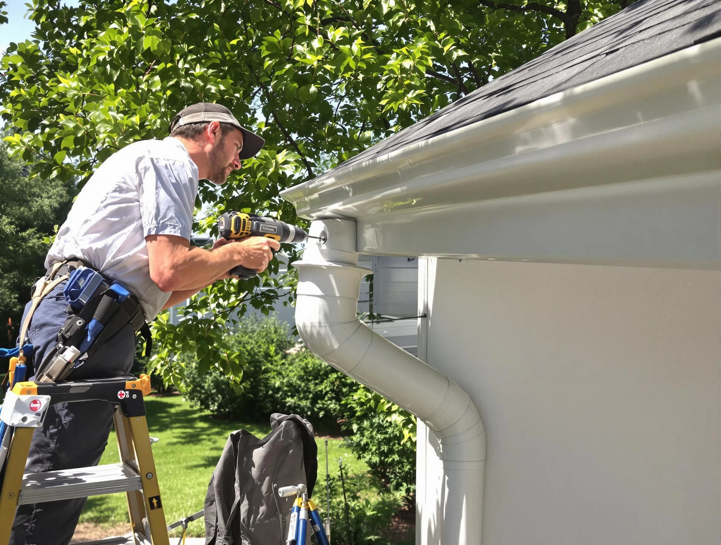 Properly installed rain gutters by Broadview Heights Roofing Company in Broadview Heights, OH