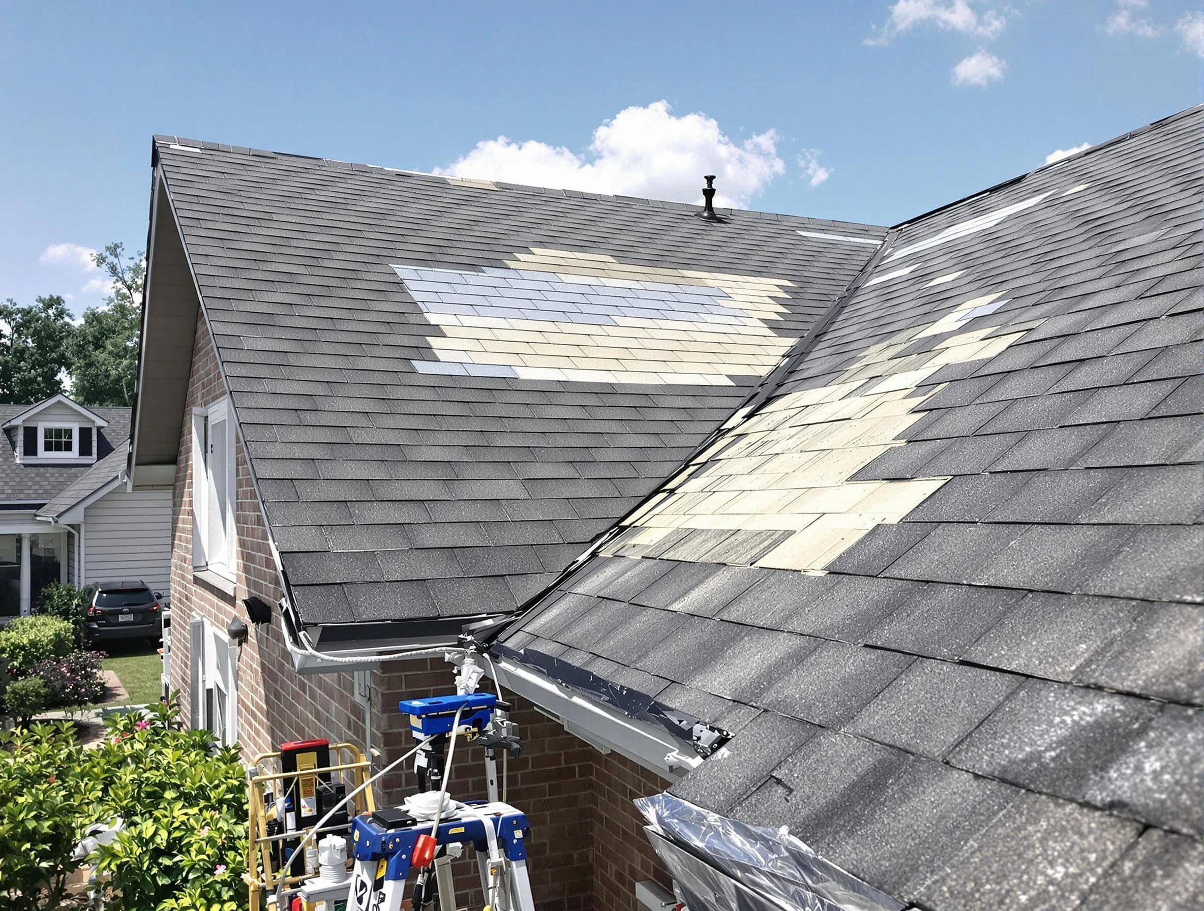 Close-up of roof repairs by Broadview Heights Roofing Company in Broadview Heights, OH