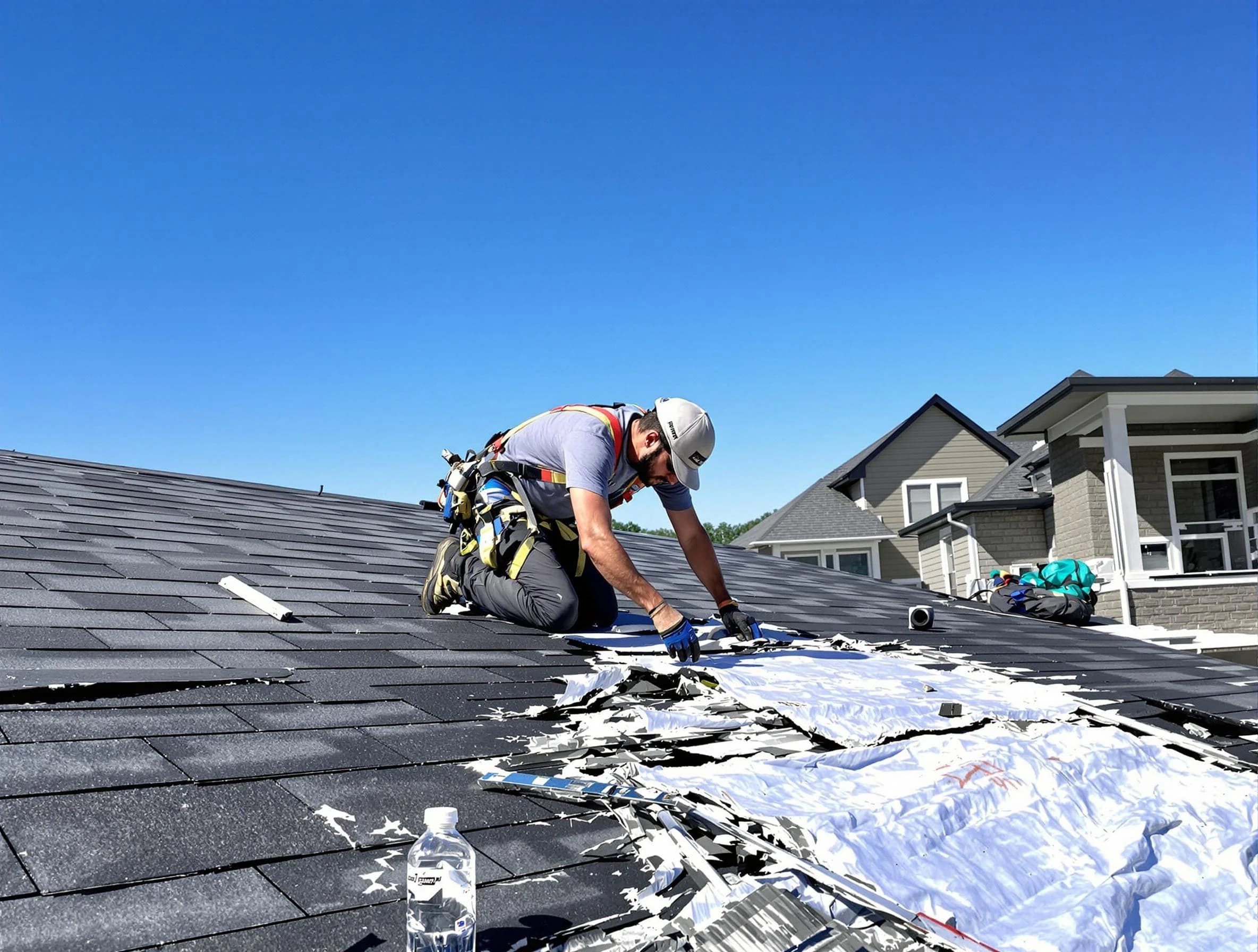 Broadview Heights Roofing Company repairing a roof section in Broadview Heights, OH