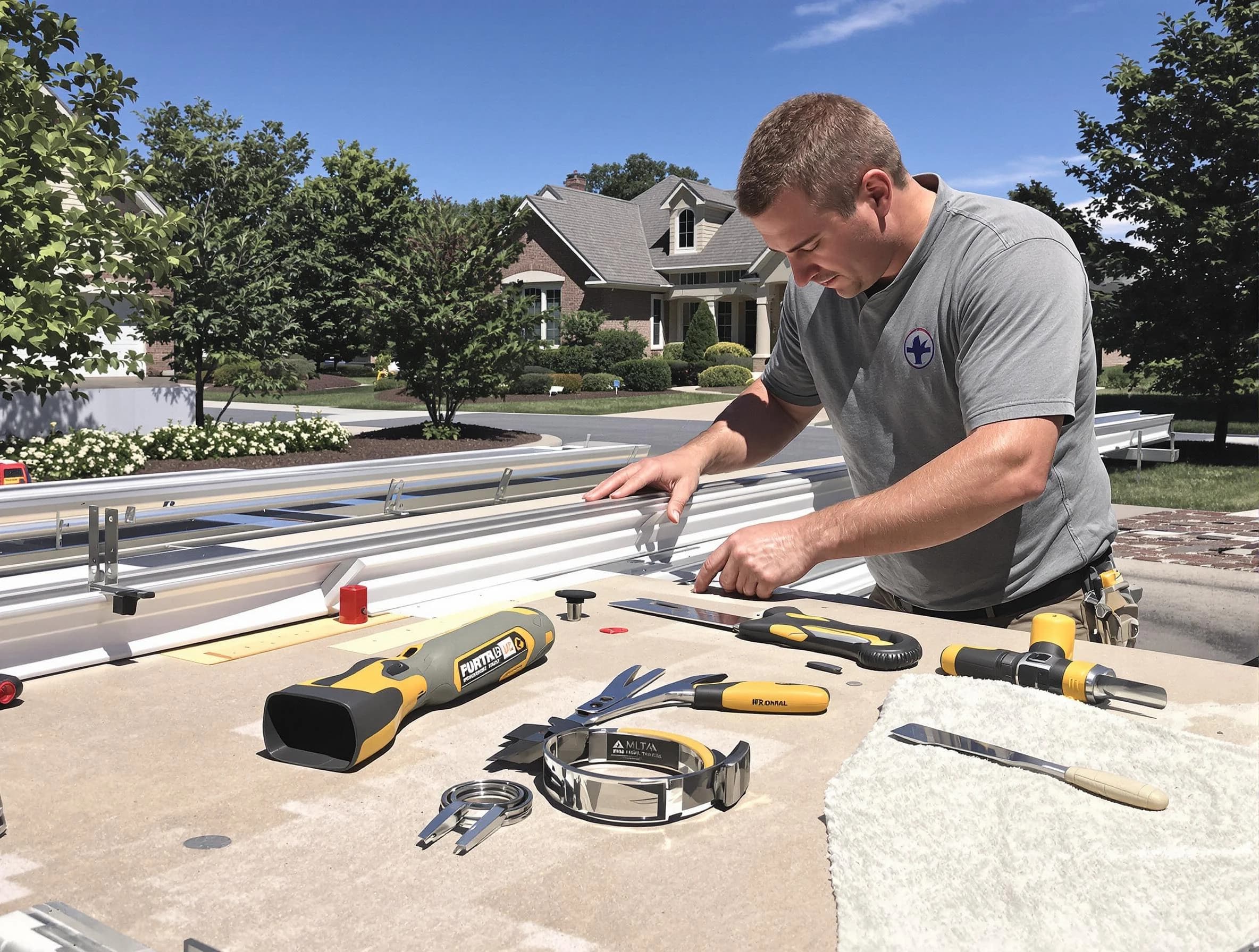 Freshly installed seamless gutter by Broadview Heights Roofing Company in Broadview Heights, OH