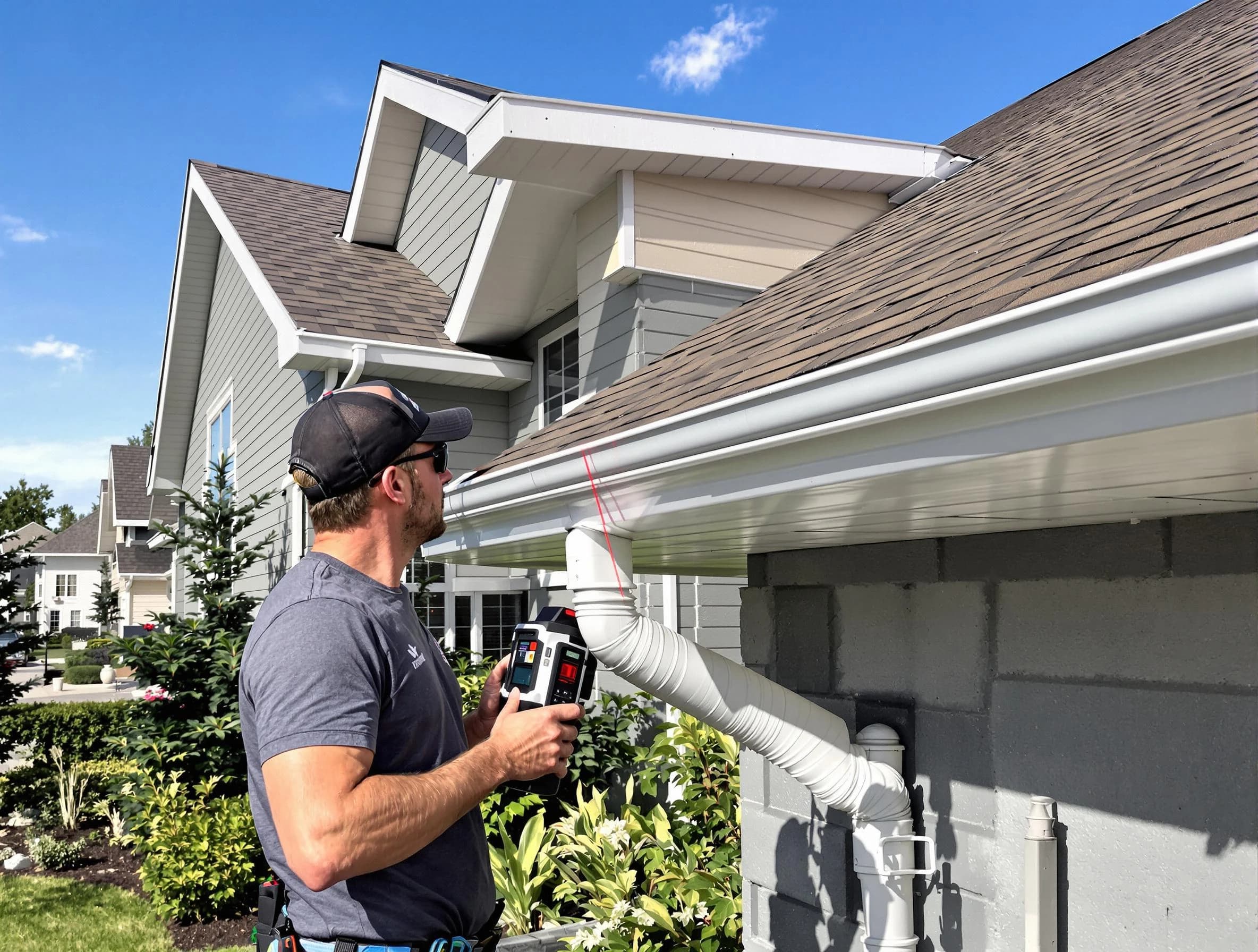 Broadview Heights Roofing Company installing seamless gutters in Broadview Heights, OH